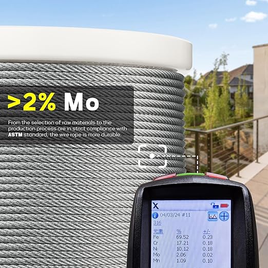 1000FT 1/8" T316 Stainless Steel Cable, Wire Rope Aircraft Cable for Deck Cable Railing Kit and DIY Balustrades, 7x7 Strands Construction, Comes with a Cutter