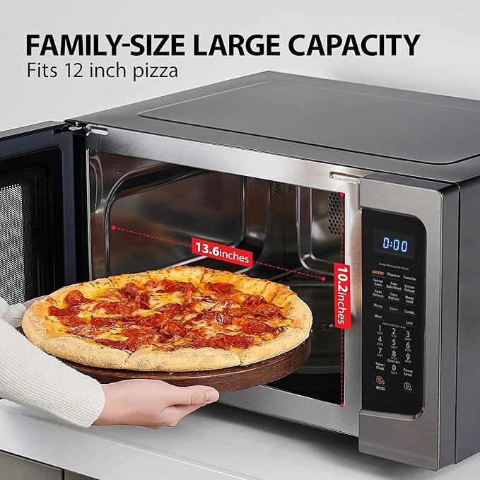 Toshiba Air Fryer Combo 4-in-1 Countertop Microwave Oven, Smart Sensor, Convection, Mute Function, Position Memory 13.6" Turntable, 1.5 Cu Ft, 1000W, Black, ML-EC42P(BS)