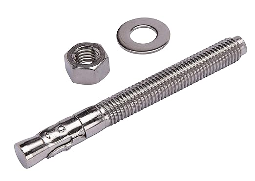 Bolt Dropper 1/2" X 5-1/2" Wedge Anchor (5pc), 18-8 Stainless Steel Corrosion Resistant Commercial Grade Washers and Nuts Included Choose Size