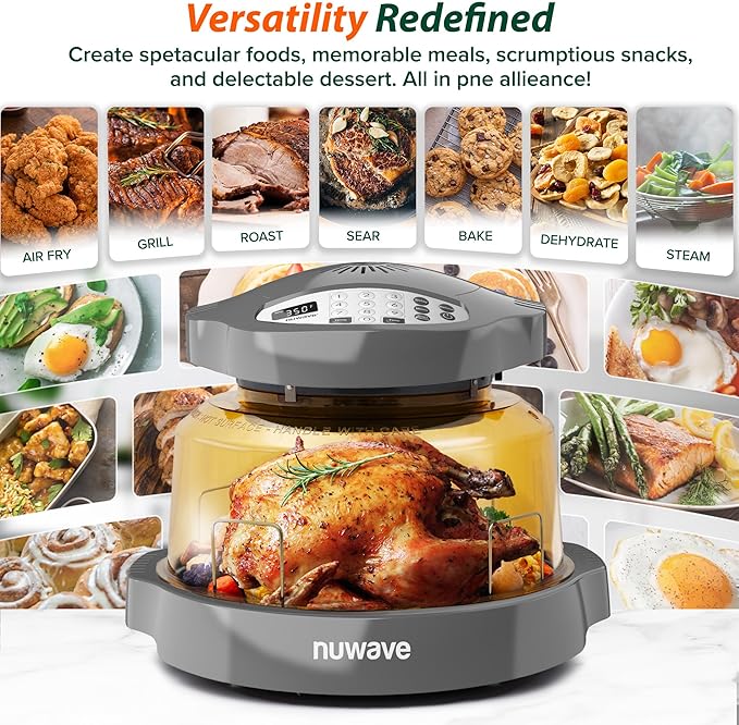 Nuwave Pro Plus 2 Infra-Red Oven, Countertop, Convection, Cook Fresh or Frozen, No Defrosting or Preheating, Cook Healthy, 360 Surround Heat, Adjustable Temps, 100 Presets, 50 Memory, Tough Power Dome