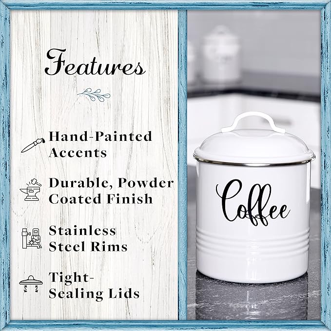 Home Acre Designs Food Storage Containers Set with Lids, Farmhouse Home Kitchen Decor Rustic Vintage Canisters