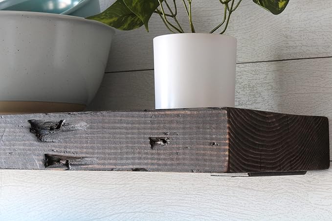 Urban Legacy Reclaimed Barn Joist Deep Floating Shelves | Deep Shelves with Low Profile Shelf Bracket with High Weight Capacity, Set of 2 (48" x 11" x 2.5", Rustic Brown)