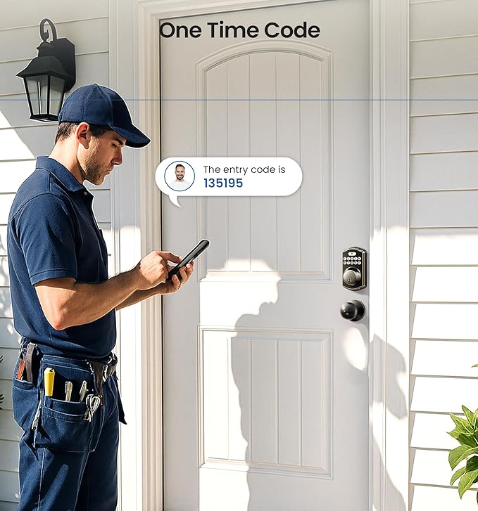 Veise Keyless Entry Door Lock with 2 Knobs, Electronic Backlit Keypad Deadbolt with Handle Set, Auto Lock, One-time Codes, Smart Deadbolt for Front Door, Easy Installation, Oil-Rubbed Bronze