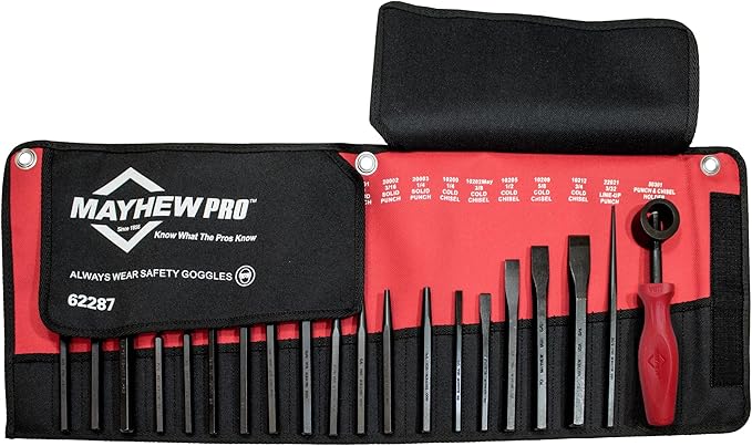 Mayhew Tools 62287 Punch and Chisel Set, Black Oxide Finish, 20-Piece SAE
