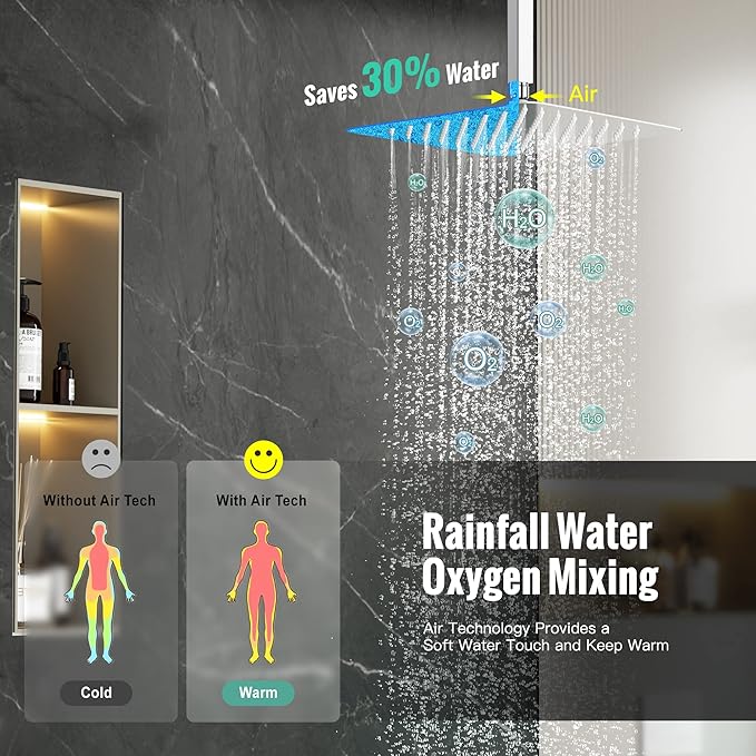 SR SUN RISE 12 Inches All Metal Bathtub Faucet Set Shower System with Tub Spout Rainfall Shower Head and Handheld Combo Modern Shower Fixtures Include Valve and Trim Kit, Polished Chrome