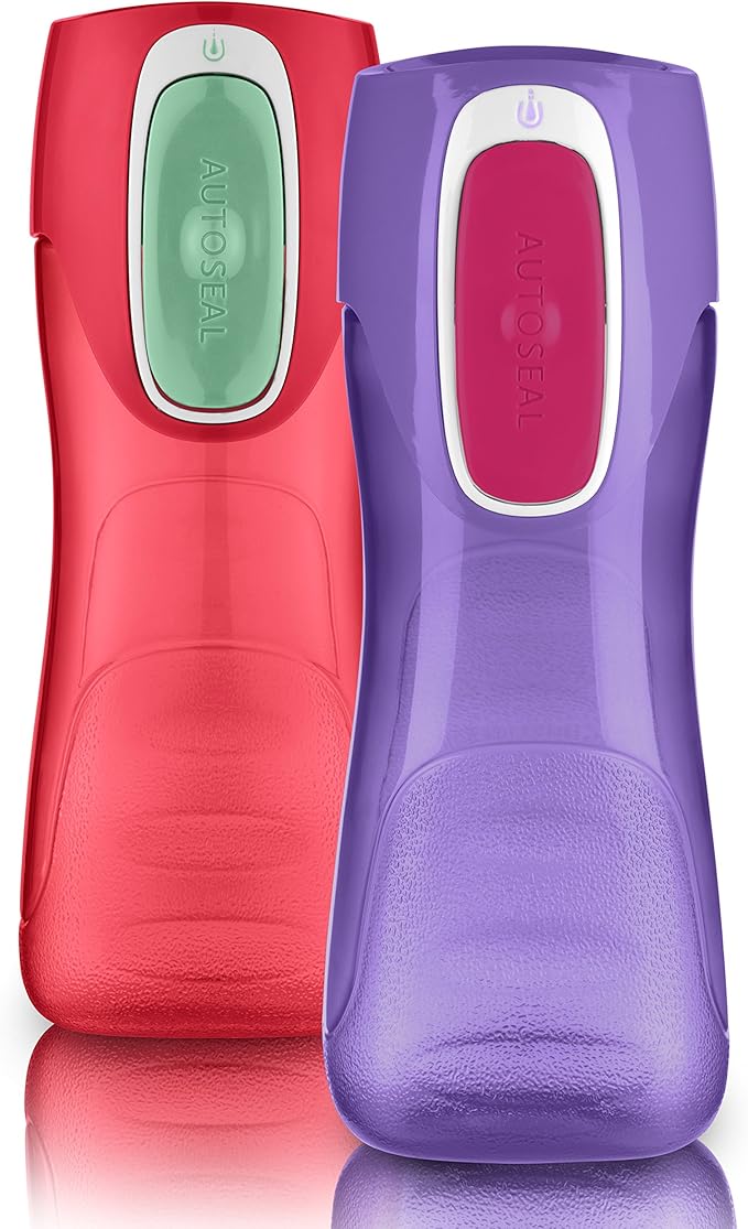 Contigo Trekker and Jessie Kids Water Bottles with Leak-Proof Lids, 14oz Dishwasher Safe Kids Water Bottles (2-Pack)
