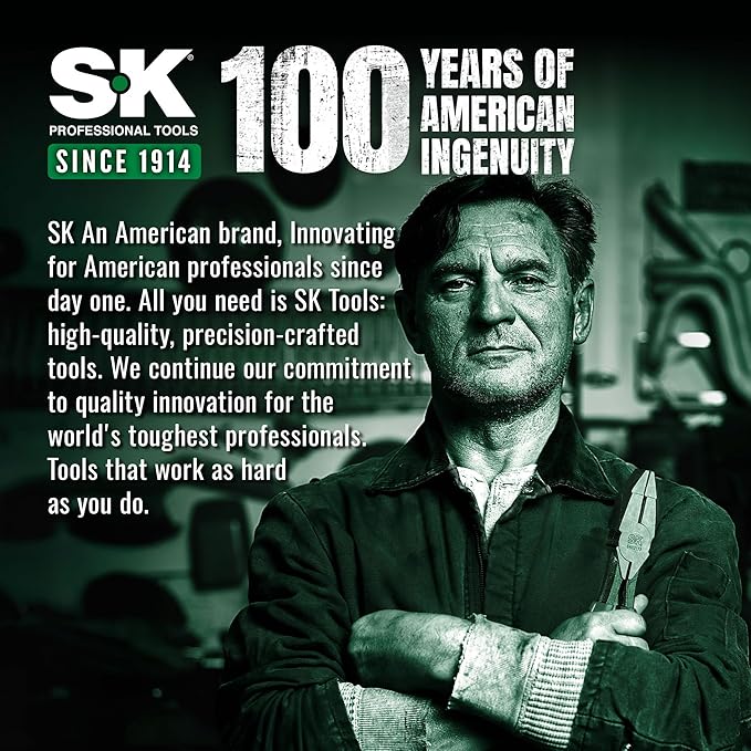 SK 11.5 Inch Aviation Tin Snips, Straight Cut, Cr-Mo Steel Blade, Anti-slip Handle and Safety Latch, for Cutting Sheet Metal