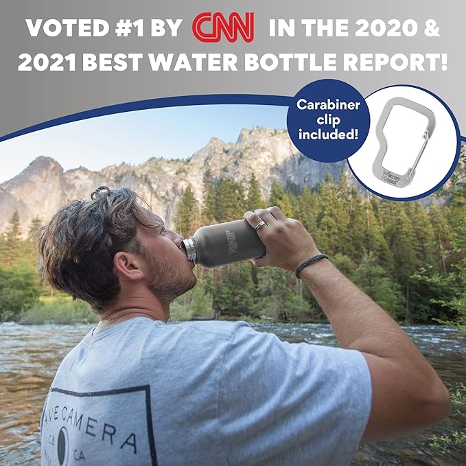 Healthy Human Stainless Steel Water Bottle | Double Walled Vacuum Insulated Water Thermos for Adults | Eco-Friendly Travel Bottles with Leak Proof Lid (Slate Gray, 32 oz/946ML)