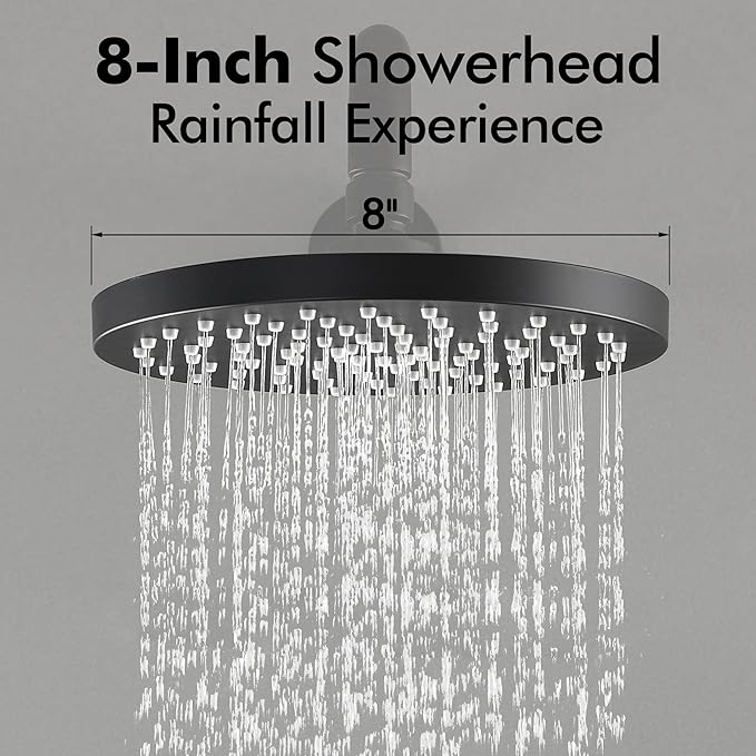 KES Shower Faucets Sets Complete Rain Shower Head Shower Valve and Trim Kit Wall Mount Pressure Balance Black Shower System, XB6202F18-BK