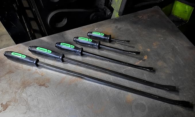 Mayhew Tools 61366GN Dominator Pry Bar Set, 8", 12", 17", 25" & 31" Curved Pry Bars, Green