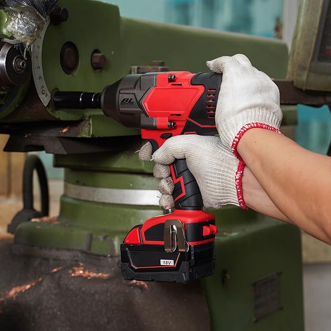 FSYAO 18V 1/2 inch cordless impact wrench-brushless, 1100 ft-lbs(1500Nm) maximum torque, 4-speed adjustment, automatic start and stop.(Main unit only, no battery).
