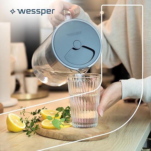 D2 Borosilicate Black Glass Water Filter Pitcher Crystal Clear Hydration 8-Cup Capacity | 2in1 Water Purifier Pitcher and Stylish Water Carafe | Efficient Filtration for Pure, Refreshing Water