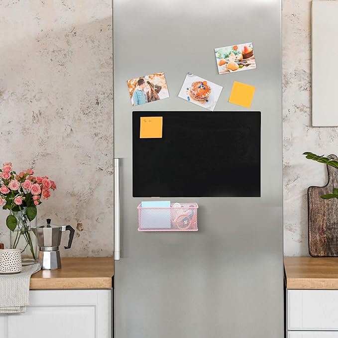 EASEPRES Magnetic Pencil Holder Set of 6 - Wire Mesh Storage Baskets Organizer with Strong Magnets - Perfect for Whiteboard, Refrigerator and Locker Accessories, Pink