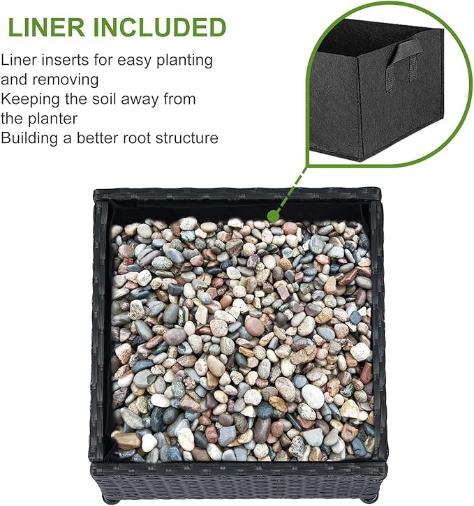 LEWIS&WAYNE Outdoor Umbrella Base with Fillable Planter Box Heavy Duty Patio Umbrella Stand with 4 Wheels Rolling Umbrella Holder for Outdoor Patio Deck Garden