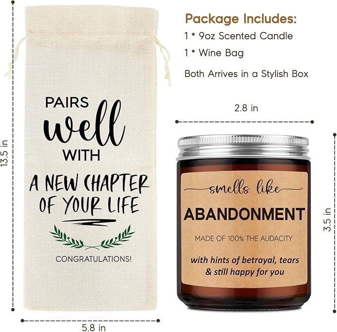 GSPY Wine Bag & Candle Set - Going Away Gifts for Friends - Goodbye Gifts for Coworkers, Farewell Gifts for Boss - Funny Moving Away, Leaving Job, Retirement Gifts for Women, Men, Work Friends