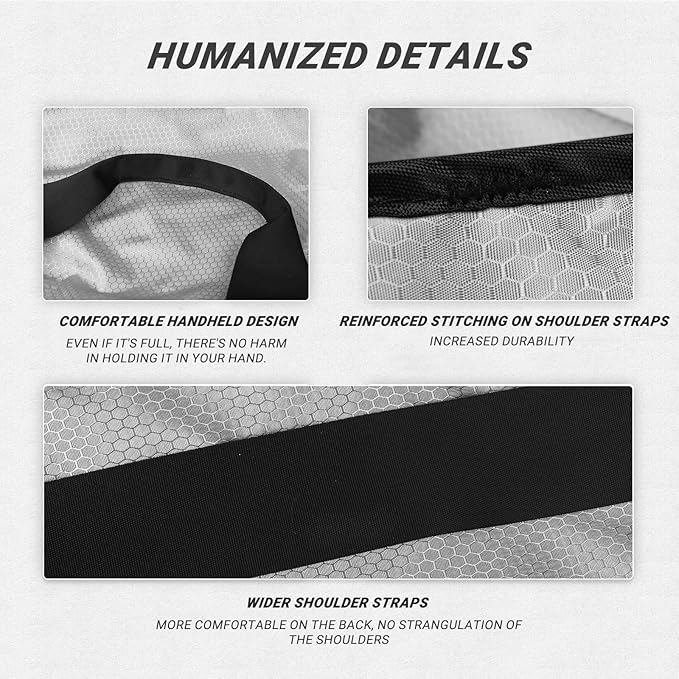 Laundry Bag with Shoulder Straps and Mesh Pocket Laundry Backpack Large Portable Laundry Hamper for College Laundromat Apartment (Gray)