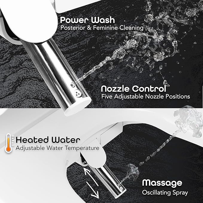 BidetMate 3000 Series Electric Toilet Seat Bidet with Unlimited Heated Water, Remote, and Adjustable Warm Air Dryer - Adjustable and Self-Cleaning - Fits Elongated Toilets