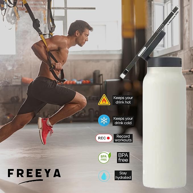 Stainless Steel Water Bottle With Magnetic Phone Holder, medium, red wine, JX-0008