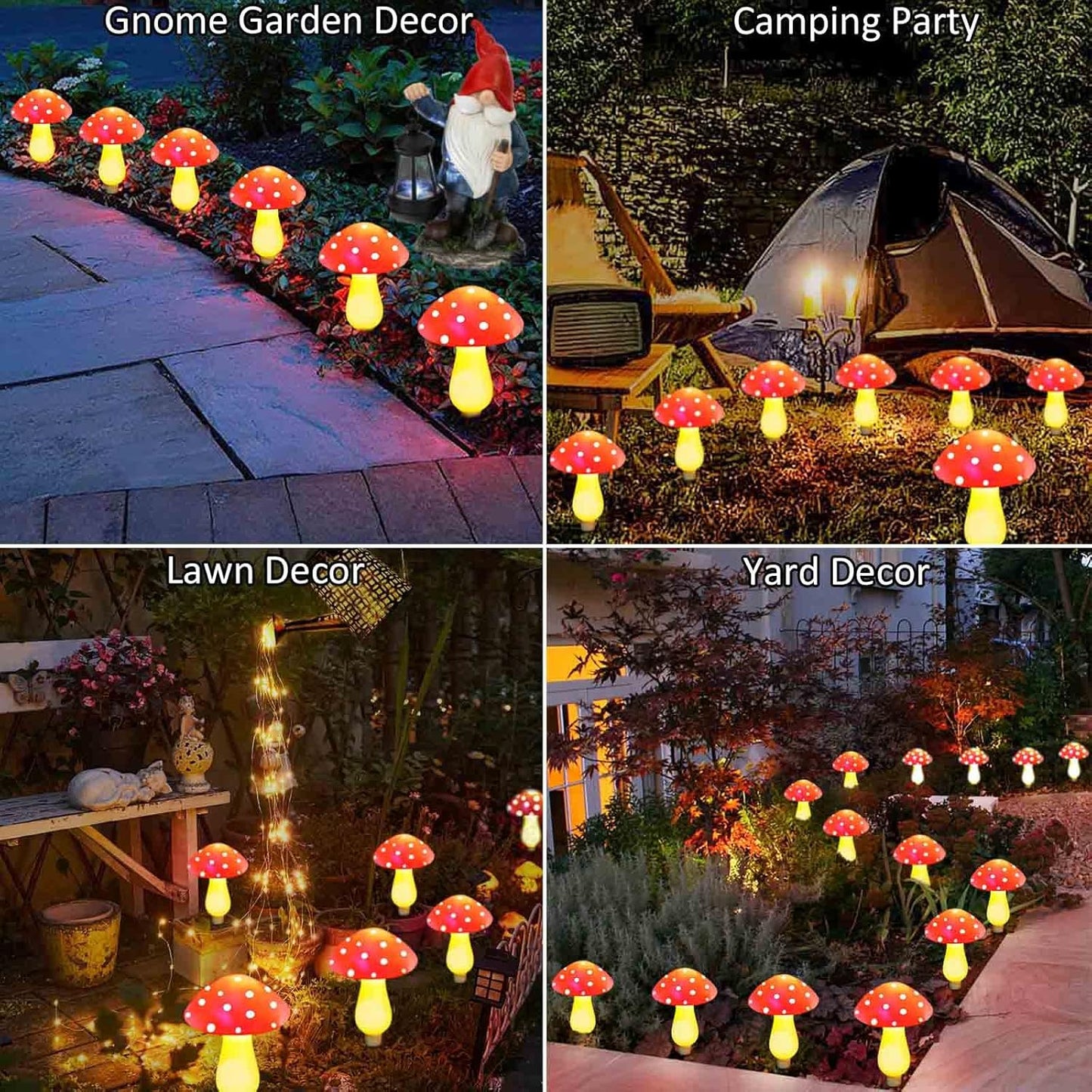 8-Pack Red Solar Mushroom Lamp, 8 Modes, Outdoor Waterproof, for Garden Decor, Christmas, Halloween, Yard, Lawn