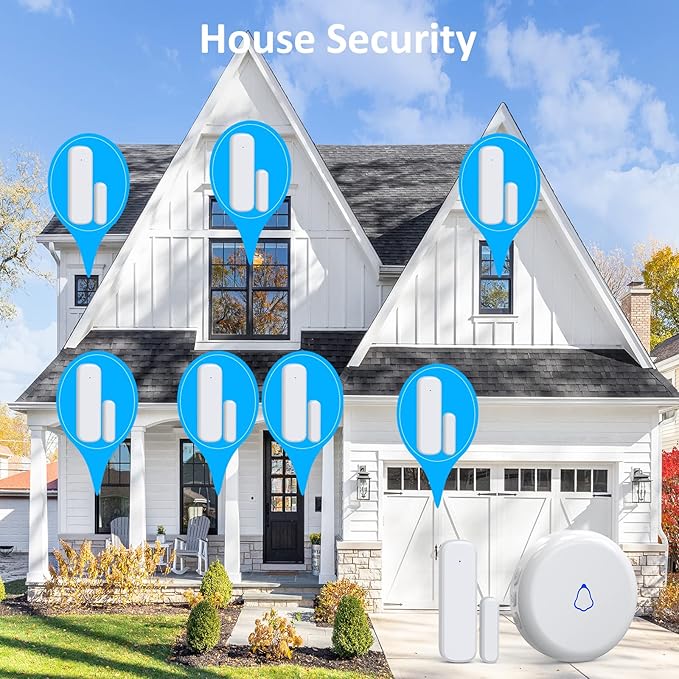 Wieless Door Bells Chimes, AMHEY Door Chime Doorbell with 700ft Operate Range 58 Chimes 5 Volume Level Door Open Alarm for Business/Office/Home/Store When Entering, 2Sensor+1Receiver