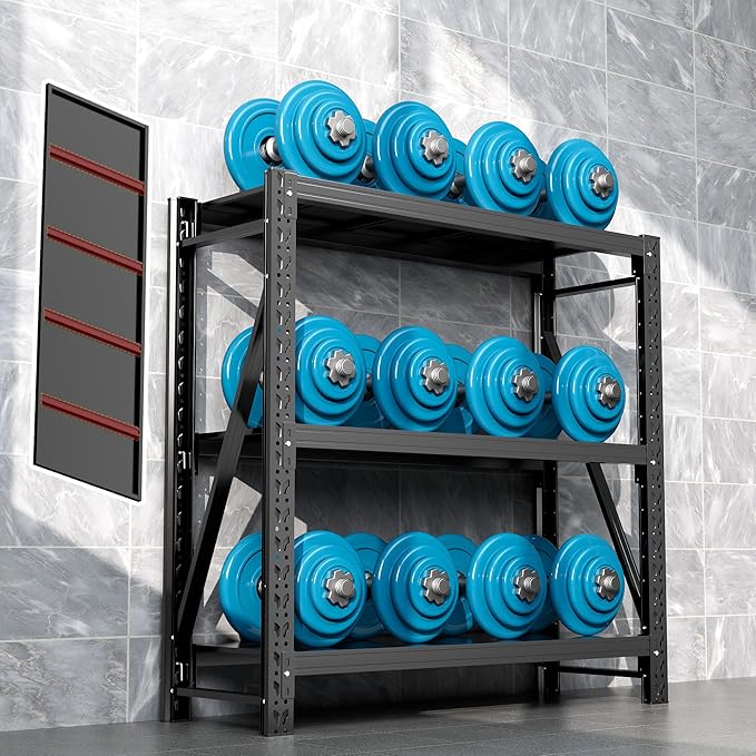 Garage Shelving Unit Rustproof 50“W Heavy Duty Storage Shelves Easy Assembly 3 Tier Adjustable Metal Steel Utility Shelf Rack Garage Storage Organize for Tools Basement,Warehouse