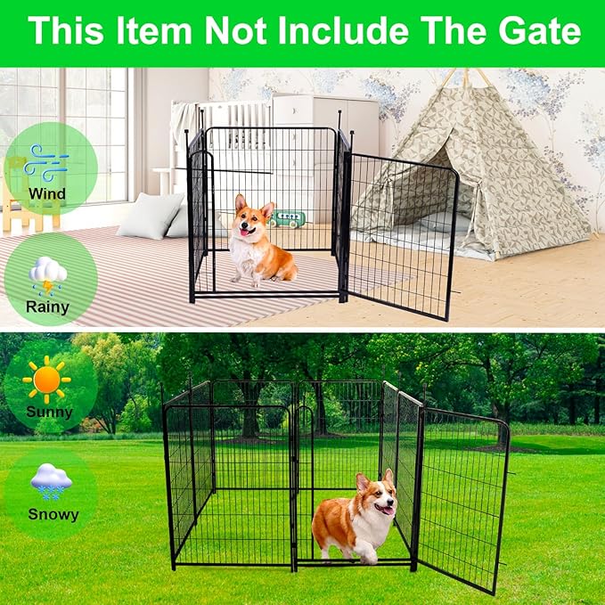 Tall Garden Fence Without Gate, 54 in(H) Dog Fences for The Yard, 8 Panels Total 17.7 Ft(L) Outdoor Dogs Fence, Modular Fencing,Dogs Fences Outdoor for Yard. Garden Fencing