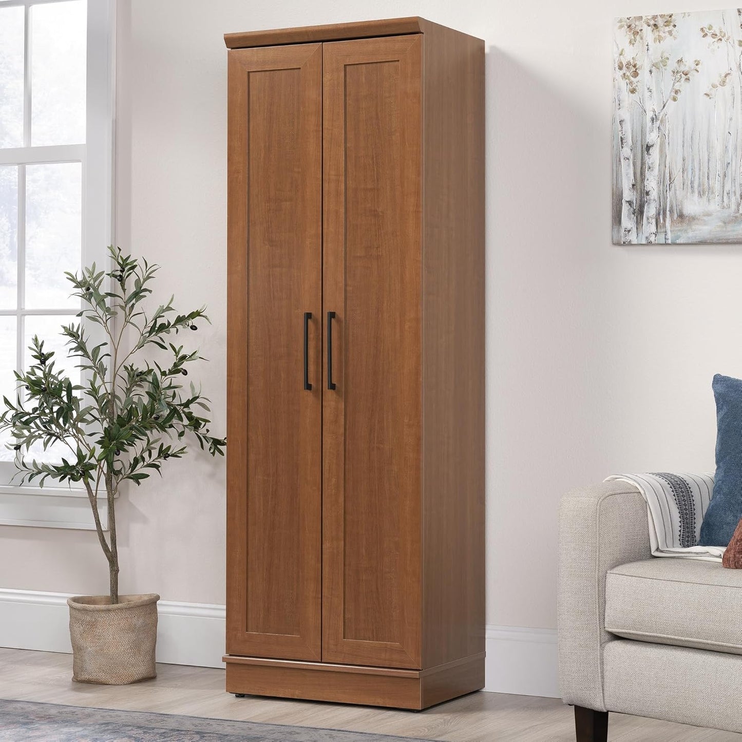 Sauder HomePlus Storage Pantry cabinets, ‎L: 23.25" x W: 17" x H: 71.18", Sienna Oak