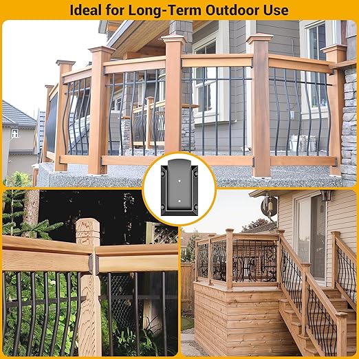 20 PCS Aluminium Deck Railing Brackets Connectors for 2x4 Inch (Actual Size 1.5”x3.5”) Wood Post to Handrail Connection with 120 PCS Screws for Wooden Fence Stair Railings, Rust-Free