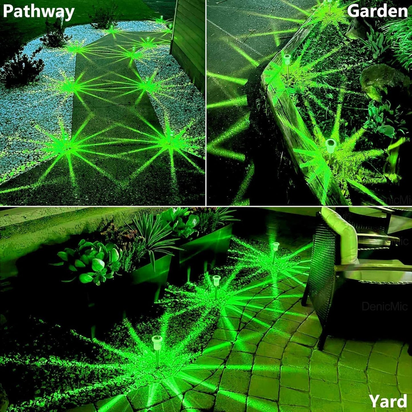 DenicMic Halloween Solar Lights Outdoor 10 Pack Green LED Waterproof Yard Garden Patio Backyard Pathway Walkway Landscape Lawn Outside Halloween Decorations Outdoor