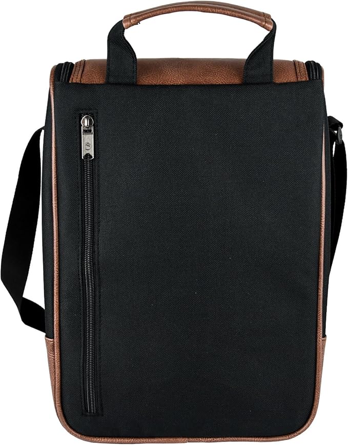 Freshore® Wine Leather Tote Cooler Insulated Bag - Luxury 2 Bottle Carrier Design For Lunch/Travel - Idea Gift For Women/Man
