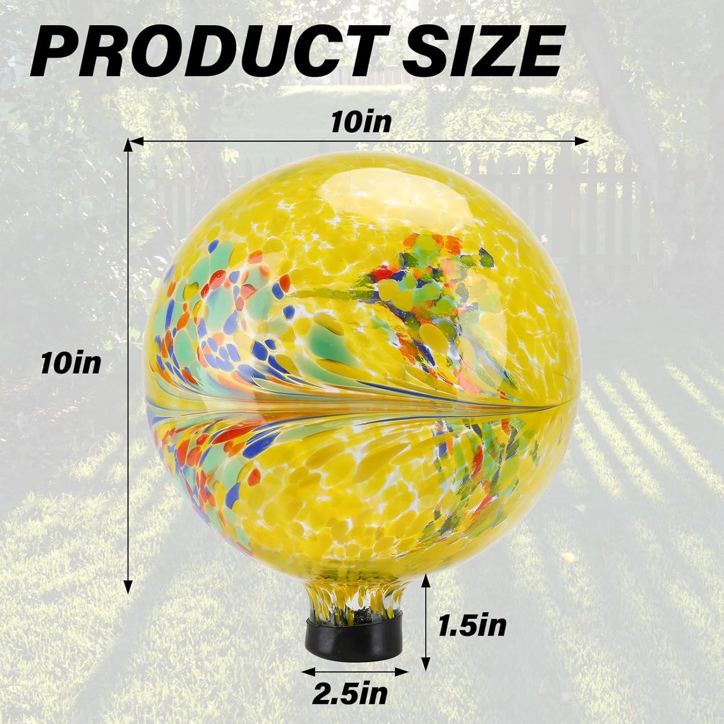 10 Inch Gazing Ball Glass Reflective Garden Globe Outdoor Gazing Globe Yard Ornament for Garden Yard Home Outdoor Decoration Yellow（NOT Solar