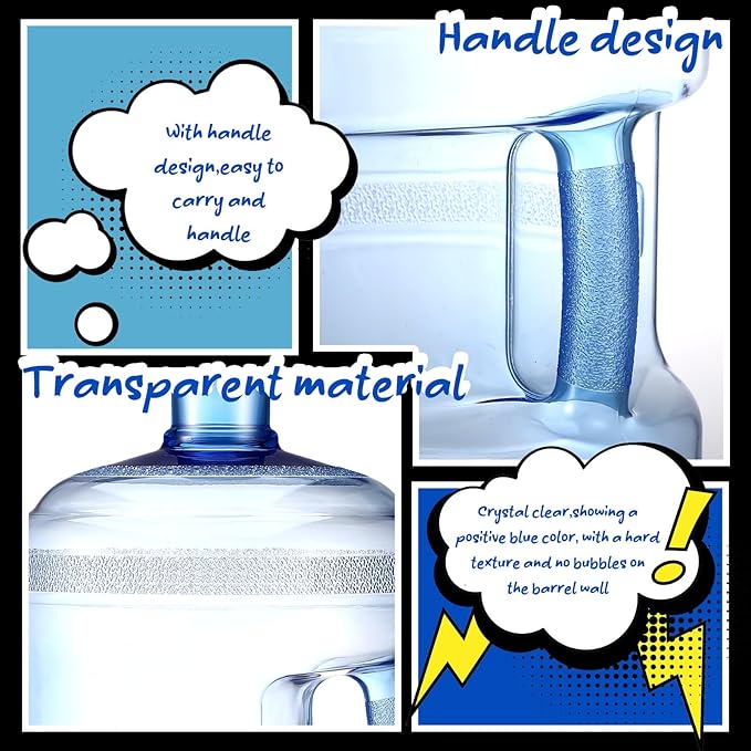 2 Pieces Water Jugs Round Plastic Water Bottle Portable Water Jug with Handle Leakproof Screw Cap Reusable Large Capacity Water Bottle for Camping Outdoor Travel Gym Use(2 Gallon)