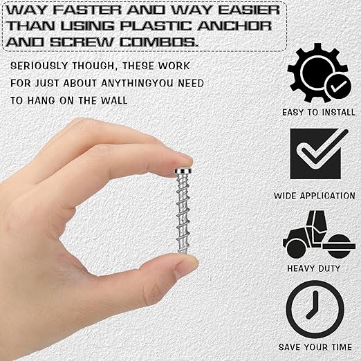 Blulu 100 Pcs Drywall Anchors 1/4 x 1-1/2 Inch Silver Pan Head Alloy Steel Light Wall Anchors Heavy Duty Self Drilling Screws for Drywall, Wood and Other Masonry Materials