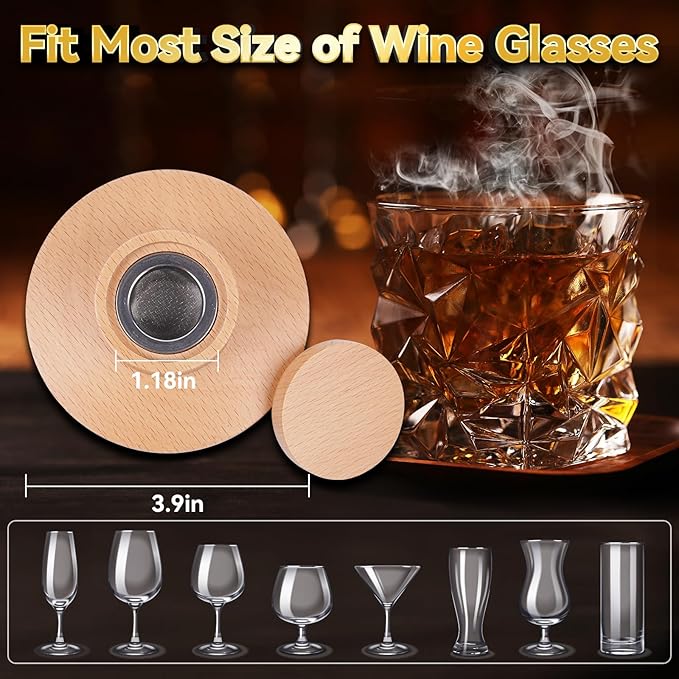 Cocktail Smoker Kit with Torch,High-End Set Old Fashioned Cocktail Kit for Whiskey with Wooden Box for Storage,4 Flavors of,Unique Gift for Men, Fathers,Friends and Elders. (No Butane)