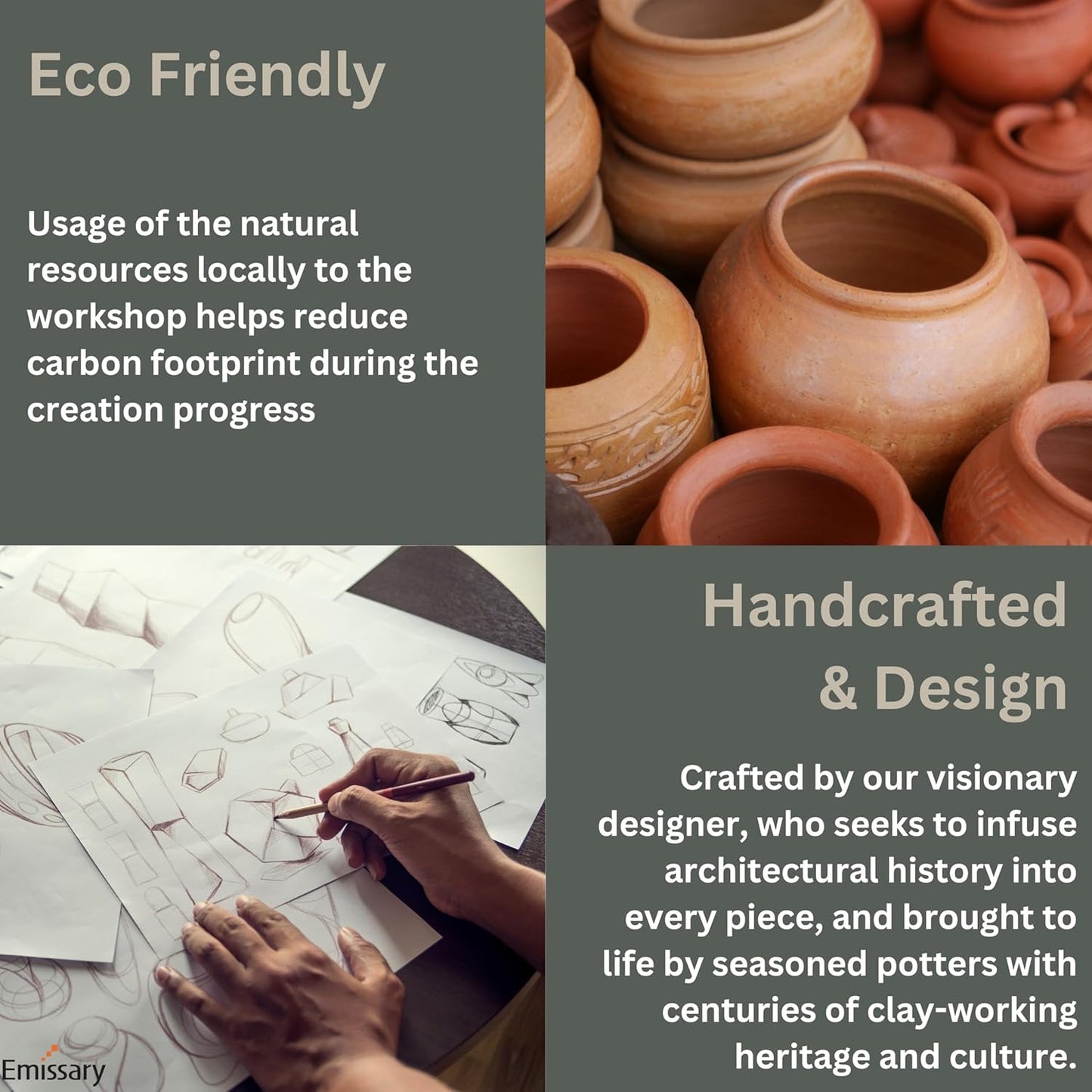 Emissary Home and Garden Bullet 12in., 14in., 15.5in., 21in. H Coastal Splash Ceramic Round Planters with Drainage Hole (Set of 4)