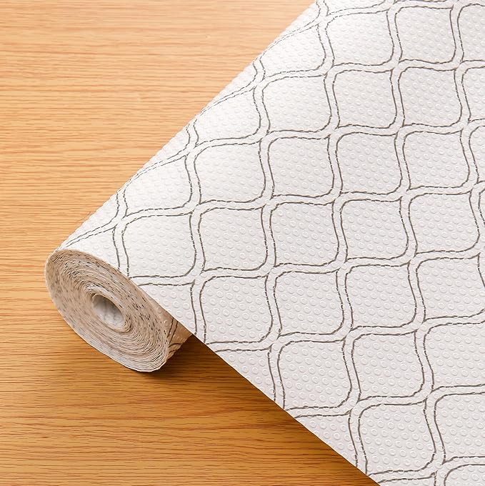 Cooyes Shelf Liner Drawer Liners, Shelf Liners for Kitchen Cabinets, Non Adhesive Cabinet Liner, EVA Waterproof Oil-Proof Non-Slip Refrigerator Liners for Shelves (White, 17.7 Inches x 30 FT)