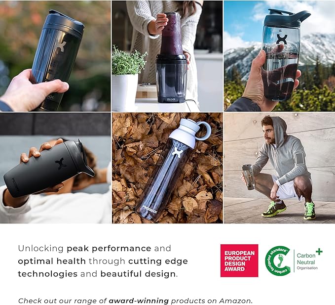 Promixx Pursuit Shaker Bottle Insulated Stainless Steel Water Bottle and Blender Cup, 18oz, Ocean Calm Blue