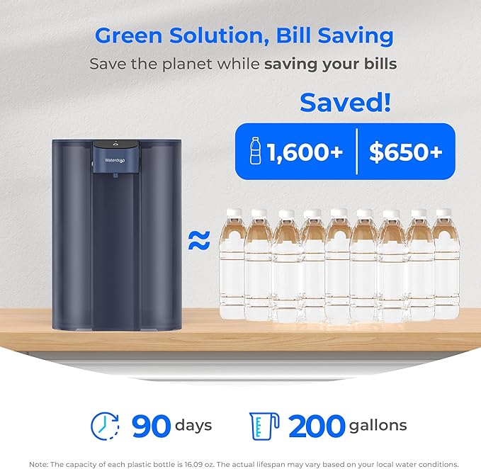 Waterdrop Mega Electric Water Filter Pitcher, Dispenser, 200-Gallon Filtered Water Pitcher, NSF/ANSI 42&53&401&372, Reduce PFAS, Lead, Chlorine, 27-Cup, Blue, with 1 Filter, 𝐃𝐨𝐞𝐬 𝐧𝐨𝐭 Lower TDS