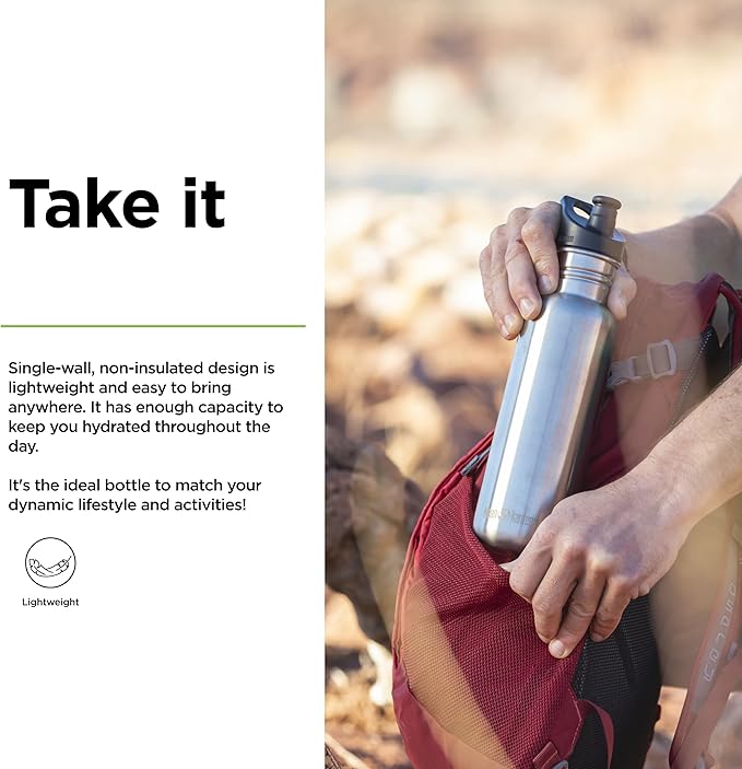 Klean Kanteen Classic 27oz (w/Sport Cap) Brushed Stainless