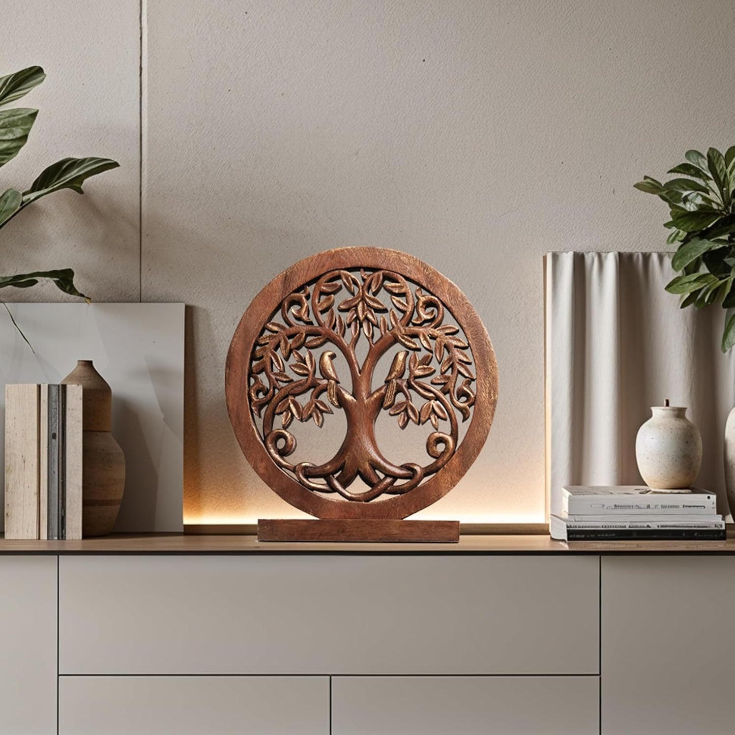Decozen Solid Wood Tree of Life Sculpture - Home Decor, Living Room, Boho, Shelf, Coffee Table, Centerpiece Table Decorations, Mantle, Dining Table Centerpiece, Bathroom Shelf, Entryway, Farmhouse