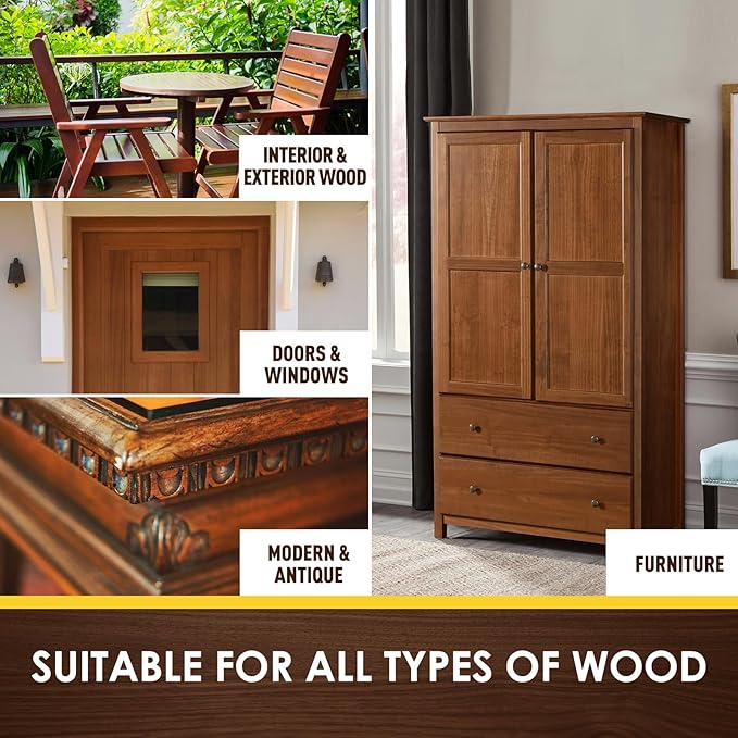 DWIL Water Based Wood Stain - Multiple Finishes, Fast Drying, Indoor and Outdoor Furniture, Wood Paneling, Cabinets and More, Low Odor ＆ Non-Toxic (8.5oz Dark Oak)