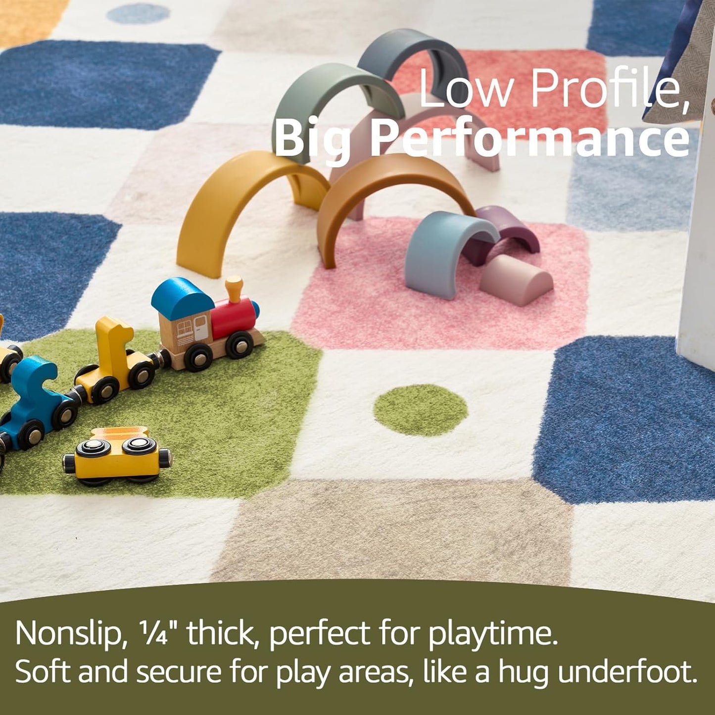 jinchan 2x6 Runner Rug Kids Hallway Washable Rug Indoor Soft Non Slip Modern Diamond Carpet for Nursery Room Bedroom Kitchen Laundry Room Circus on Cream