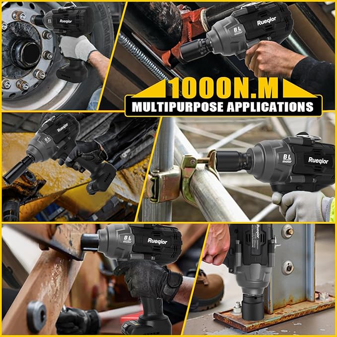 Cordless Impact Wrench 1/2" for DeWalt 20V MAX Battery, Impact Wrench 1000FT-LBS(1360N.m) High Torque Brushless Electric Impact, with 4 Modes Power Impact Driver for Car, Truck, Mower (No Battery)
