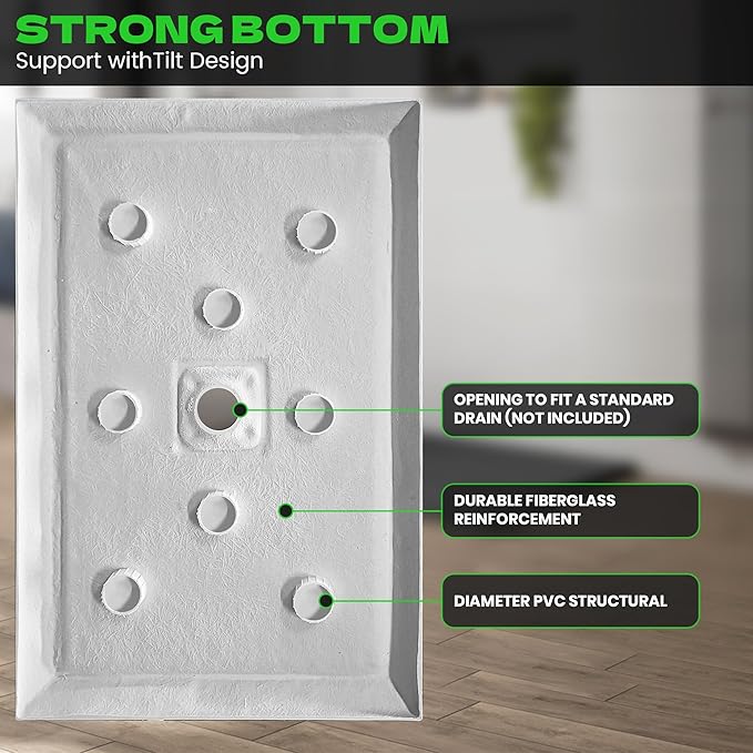 Shower Base in White Left Drainer Cover, Rectangular Shower Pan 48 "×32"×2.8", Anti-Slip Acrylic Shower Base for Bathroom