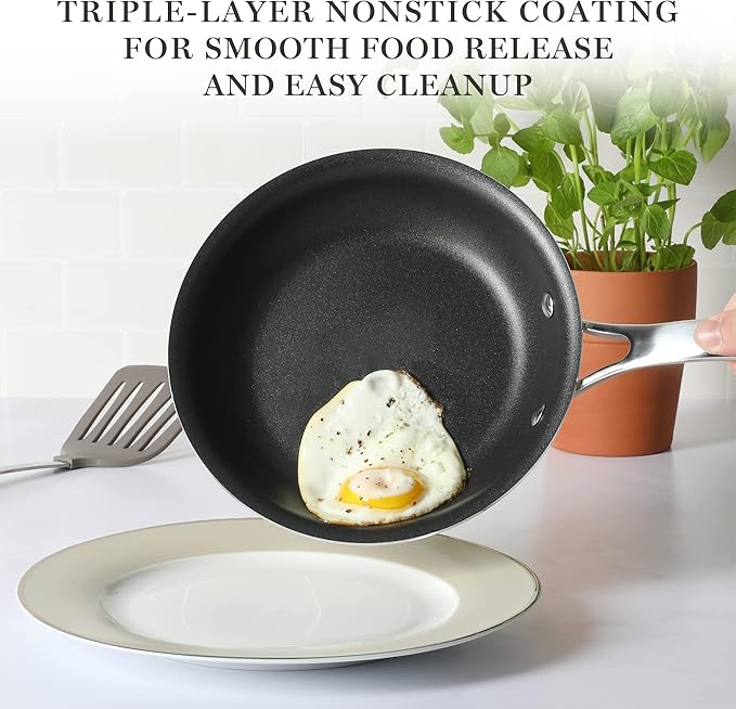 MARTHA STEWART Lockton 2 Piece 10" & 12" Heavy Gauge Aluminum Premium Nonstick Fry Pan Set - Linen