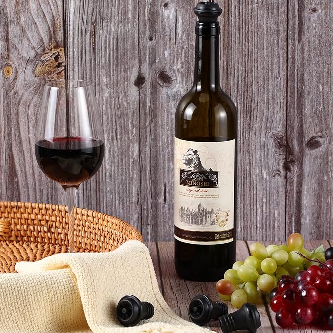 Honoson Wine Stopper Resealable Wine Pump Vacuum Stoppers Vacuum Wine Stopper Silicone Wine Saver Stoppers Practical Wine Saver Stoppers for Kitchen Supplies Wine Bottle Tools (Black, 100 Pieces)