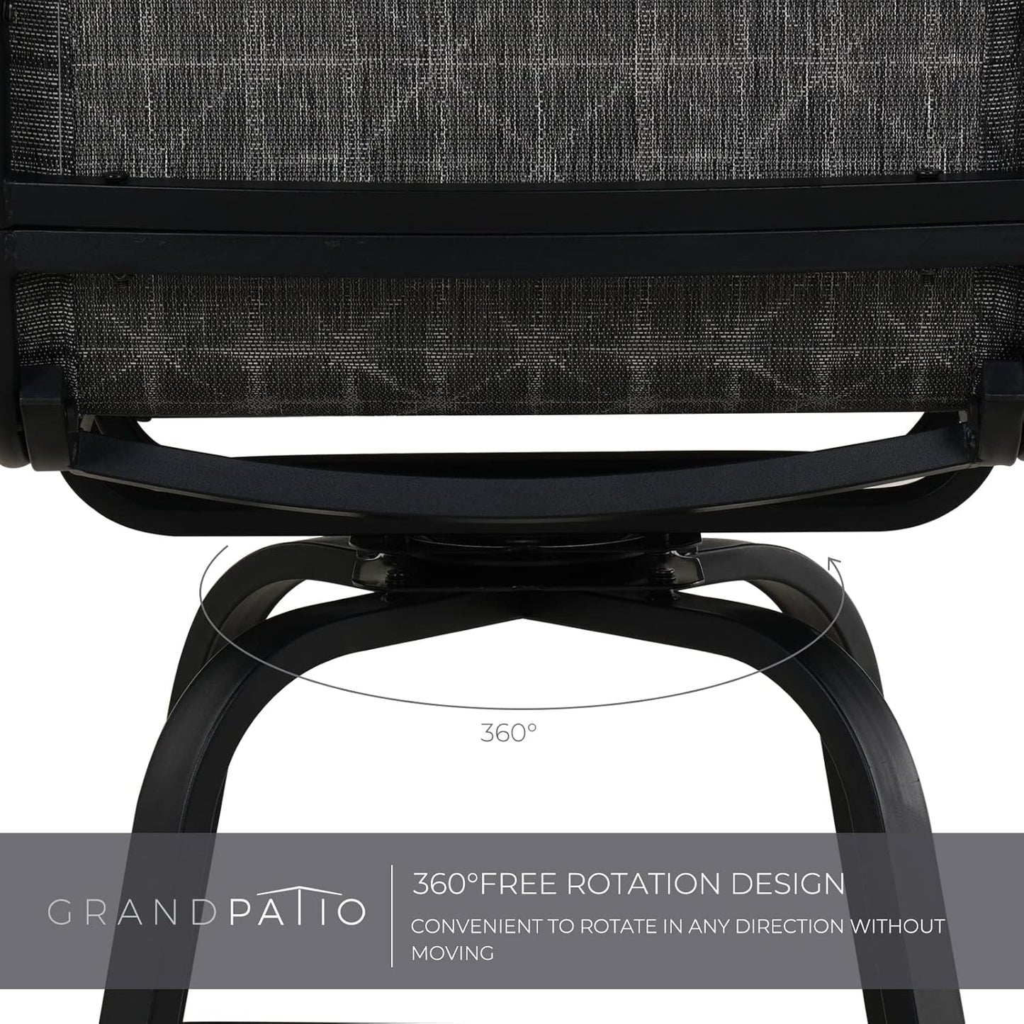 Grand patio Counter Height Outdoor Swivel Bar Stools Set of 2, Patio Bar Chairs with Arms Backs for Porch Balcony, Poolside, Deck (Black&Grey Plaid, 2PC)