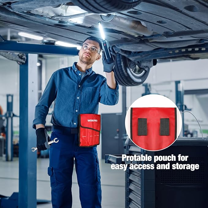 WORKPRO 4-Piece Flare Nut Wrench Set, SAE Brake Line Wrenches, 1/4", 5/16", 3/8", 7/16", 1/2", 9/16", 5/8", 11/16", Cr-V Steel, 15° Offset Head Tubing Wrench, Organizer Pouch Included