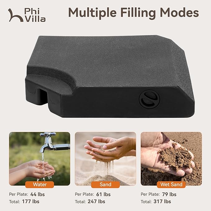 PHI VILLA 10ft Patio Umbrella with Base. 360° Rotation & 7-Level Tilt Outdoor Cantilever Umbrella with Easy Crank Handle. Square Offset Umbrella Heavy Duty for Garden Poolside Backyard (Grey)