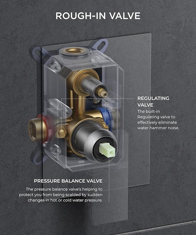 FORIOUS Rain Shower Head System, 10 Inch Shower Faucet Set with with handheld combo, Solid Brass Pressure Balanced Valve and Trim Kit Fixtures, Wall Mounted, Brushed Nickel (Chrome, 10 inch)